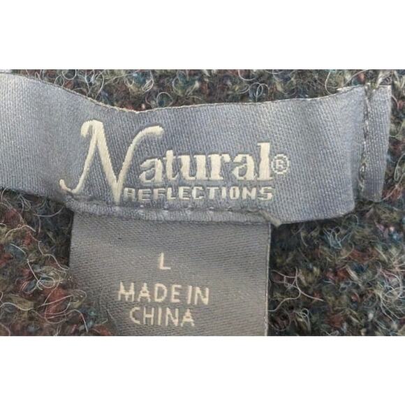 Natural Reflection Kerry Green Blue Plaid Cardigan Sweater Pockets Size Large - Picture 5 of 7